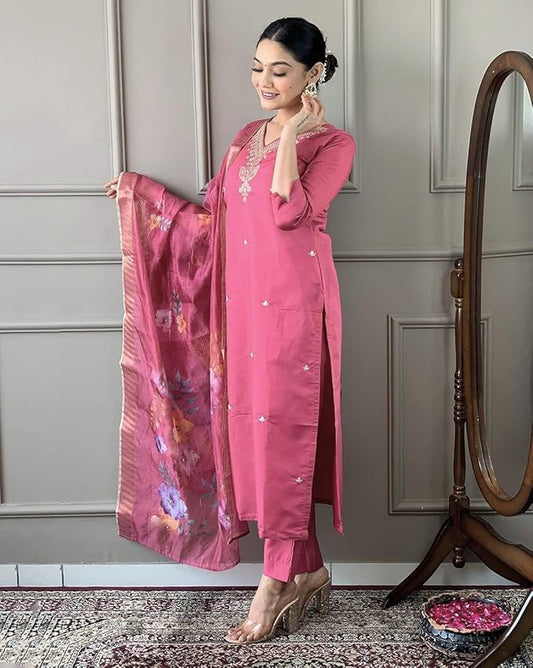 HSD Indian Women Rayon Kurta and Dupatta Set party wear Kurti Tunic Ready to wear, Green and Golden, M